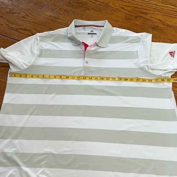 Adidas Golf polo shirt.  Size 2XL. Gray and white stripe. - Picture 2 of 9